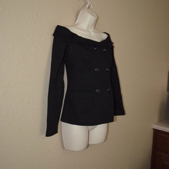 NWT $488 Sz 4 L'AGENCE Stephan Black Off Shoulder Jacket Blazer - Picture 7 of 12